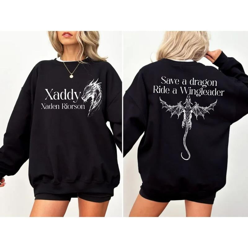 Xaddy Xaden Riorson 2 Sides Hoodie, Xaden Fourth Wing Sweatshirt, Fourth Wing Merch, Rebecca Yarros Shirt, Unisex Sweater Pullover Tee