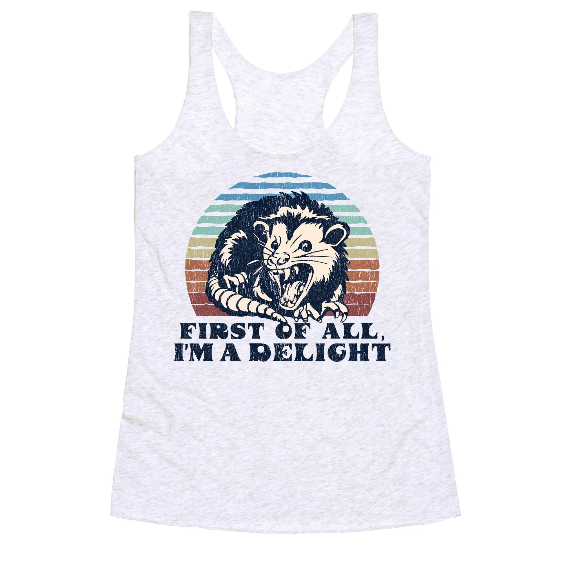 Delightful Unhinged Possum Racerback Tank