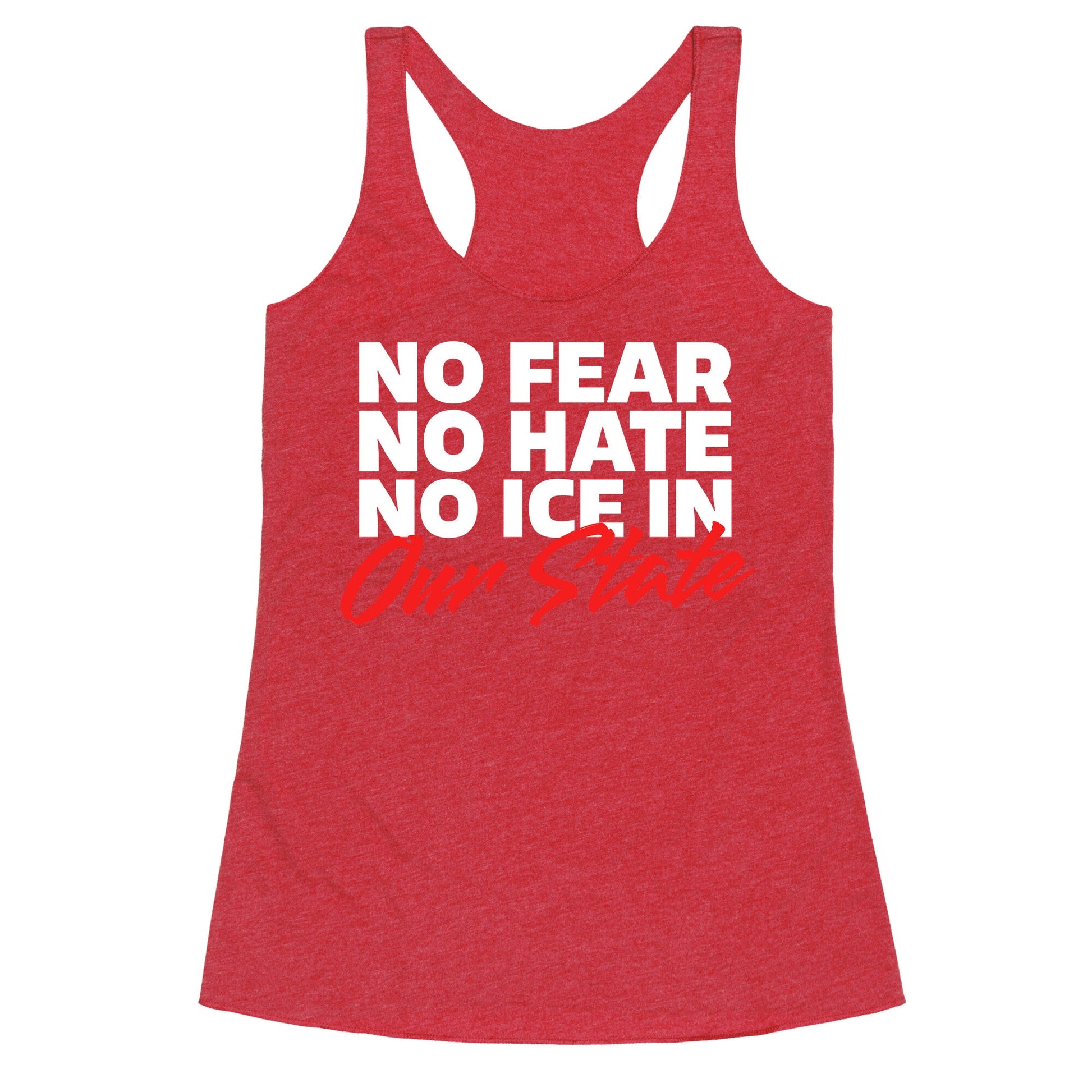 No ICE In Our State Racerback Tank