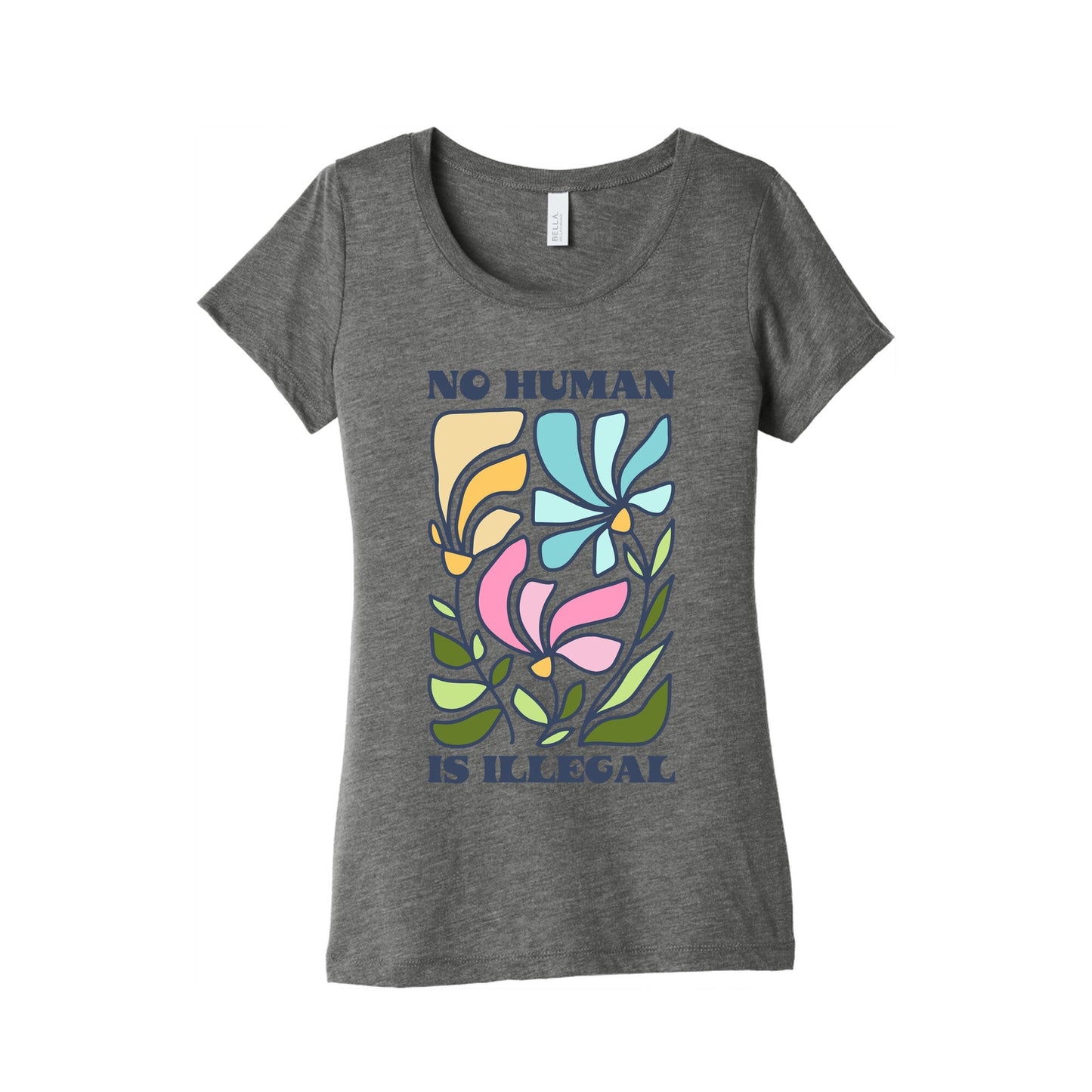 No Human Is Illegal Flowers Womens Triblend Tee