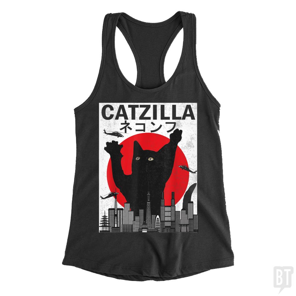 Vintage Catzilla Japanese Sunset Tank Tops