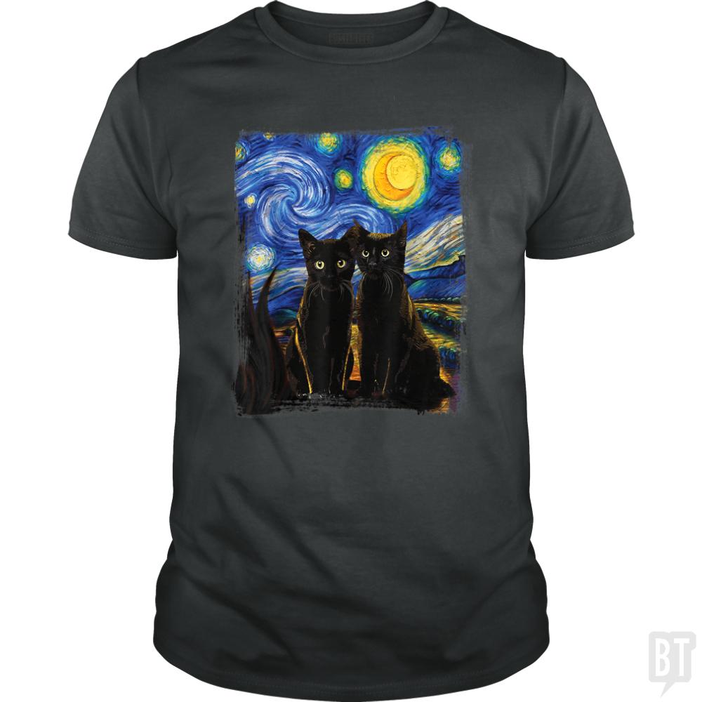 Black Cats Starry Night
