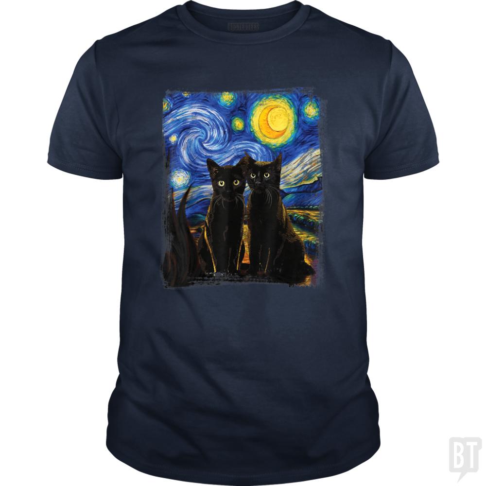 Black Cats Starry Night