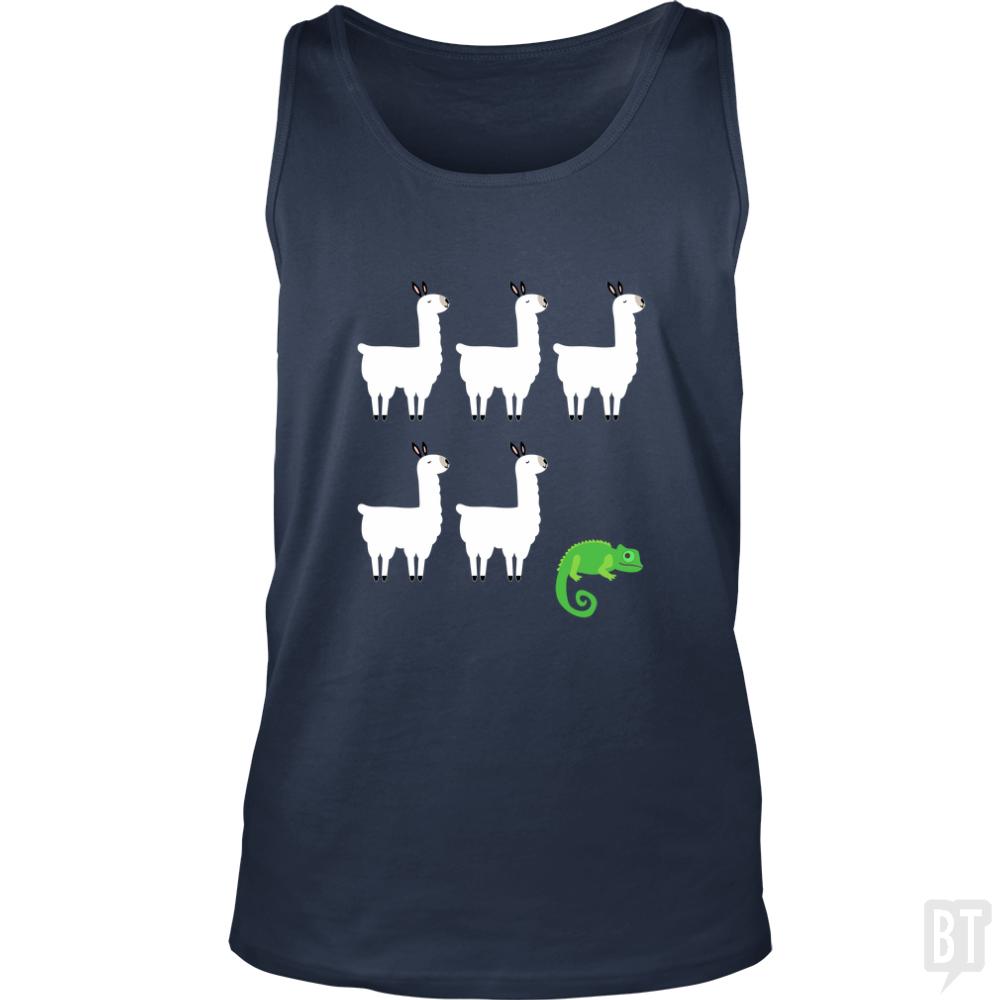 Llama, Llama, Llama, Llama, Llama, Chameleon Tank Tops