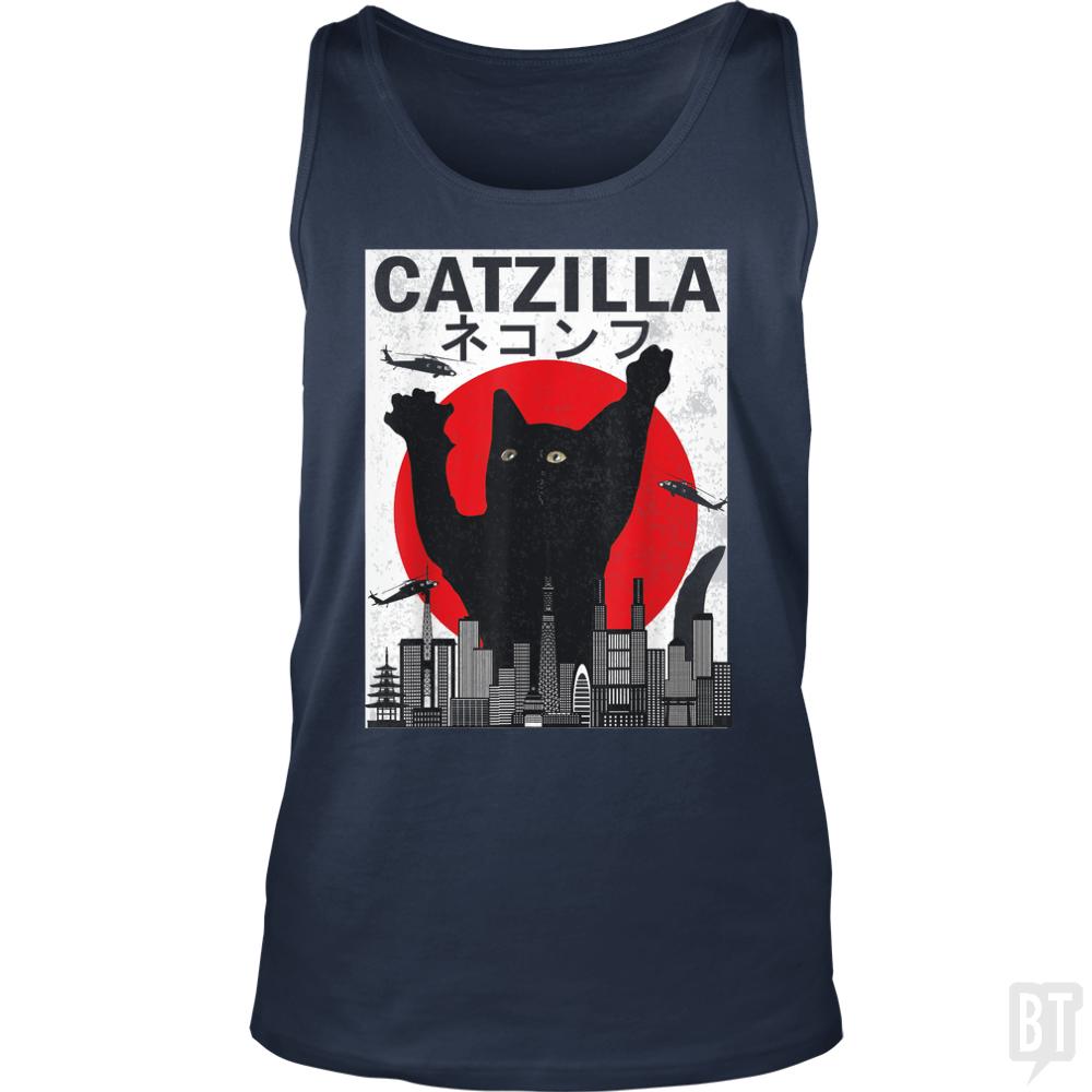 Vintage Catzilla Japanese Sunset Tank Tops