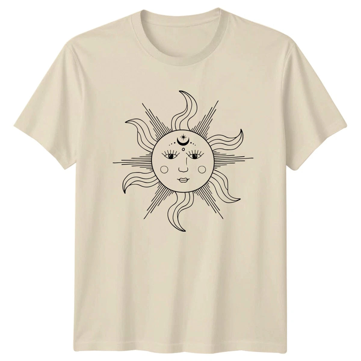 Mystical Celestial Sun And Moon Womens T-Shirt Boho Witch Christmas Gift For Her