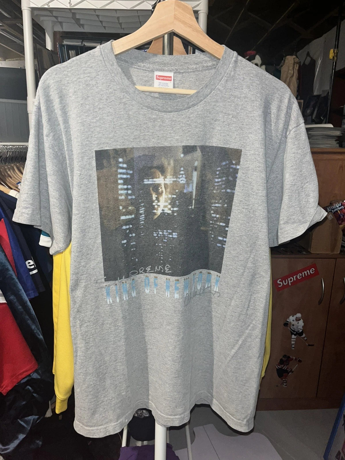 Supreme King of New York SS19 Christopher Walken Movie T-Shirt Gray Size Large