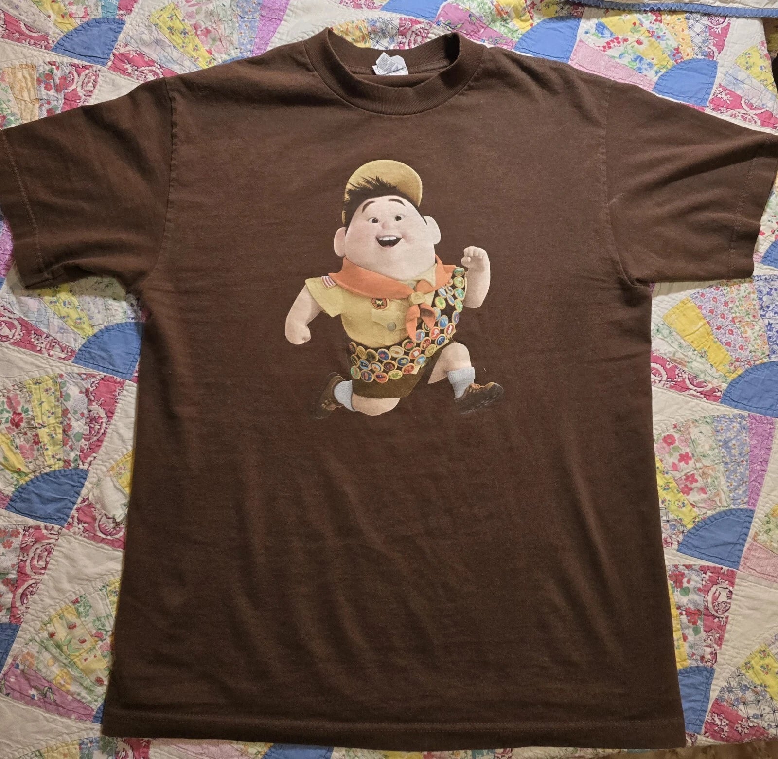 Disney Pixar Up Russell Cast & Crew Promo T Shirt Extremely Rare M Y2K Vintage