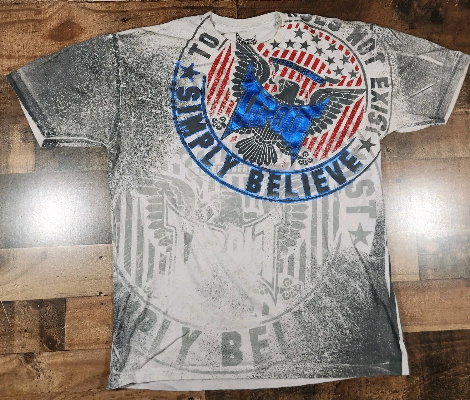 Vintage Tapout Shirt Mens Large Gray Red Blue Y2K MMA UFC Graphic Tee