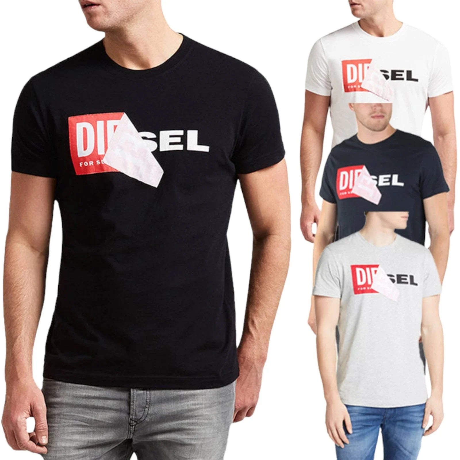 DIESEL Mens T Shirt Pullover Short Sleeve Crew Neck Slim Fit Casual Cotton Tee