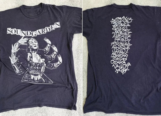 90s Soundgarden Tour T-Shirt 2 side basic black tee Unisex Graphic S-5XL