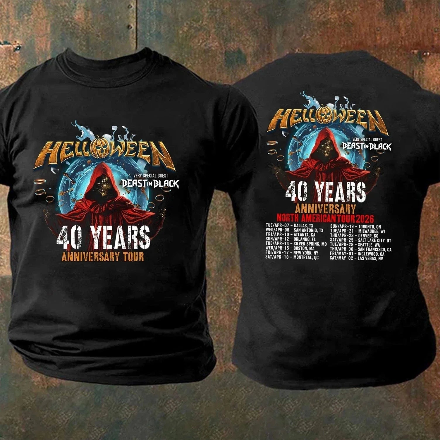 Helloween 40th Anniversary North American Tour 2026 Schedule Dates T-shirt