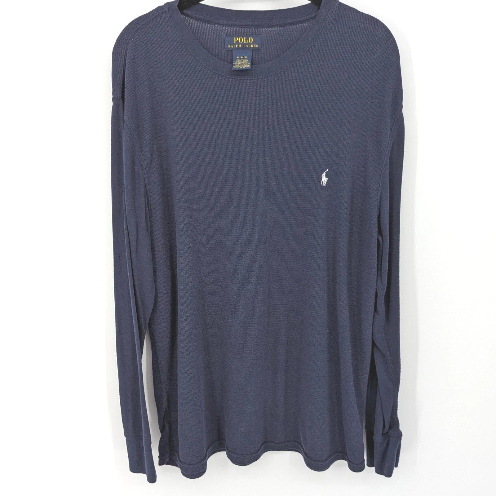 Polo Ralph Lauren Y2K Shirt Thermal Waffle Mens XL Blue Long Sleeve Crew Neck