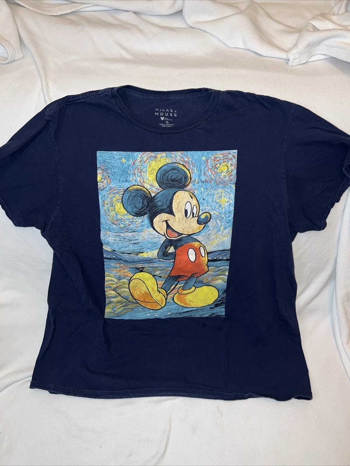 Disney Mickey Mouse Pop Art T-Shirt van Gogh XL Graphic Blue Official