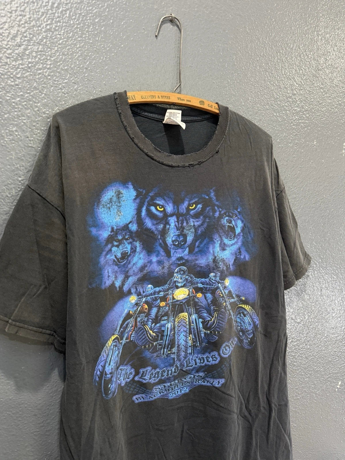 Y2K Sturgis Motorcycle Rally Black Grunge Biker Tee Shirt XL Gildan Skeletons