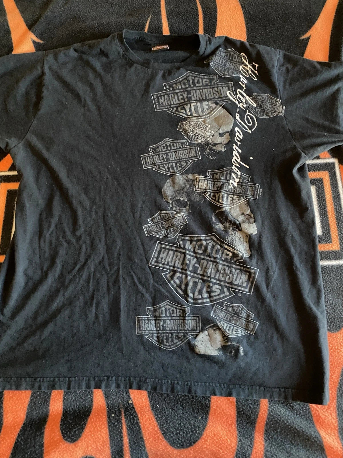 Vintage Grunge Y2K Harley Davidson Skull Graphic Size 2xl Tshirt