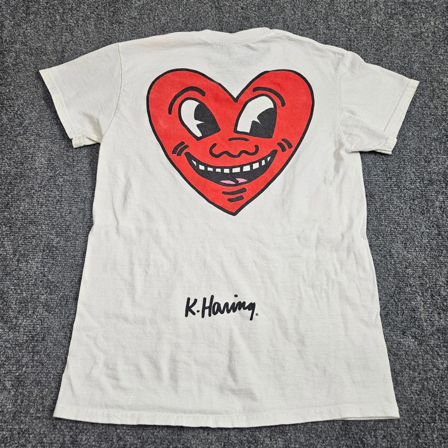 Keith Haring T Shirt Mens Small White Red Heart Graphic Ripple Junction Pop Art