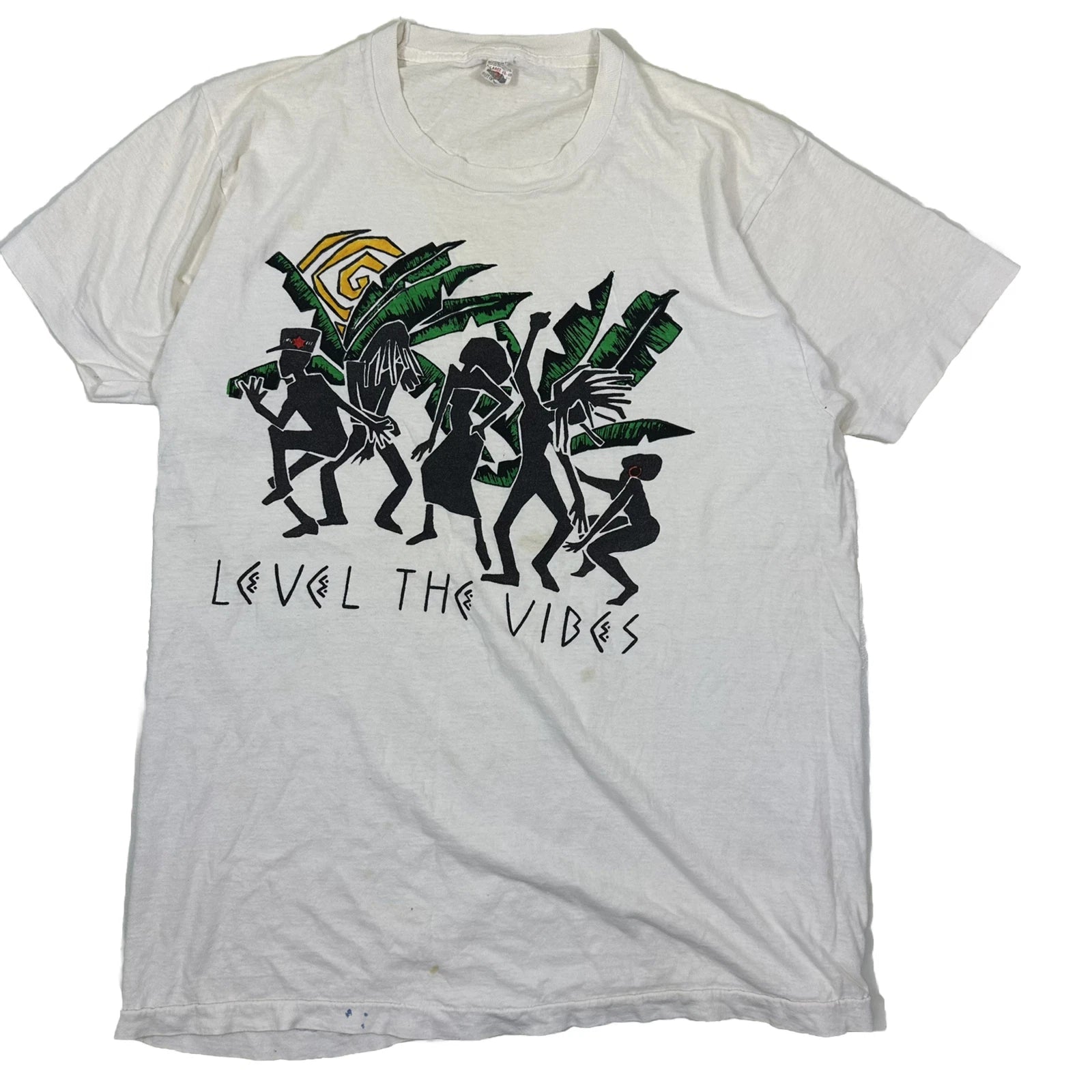 VTG Level The Vibes Single Stitch T-Shirt Fits Small Fruit of the Loom Tag XL