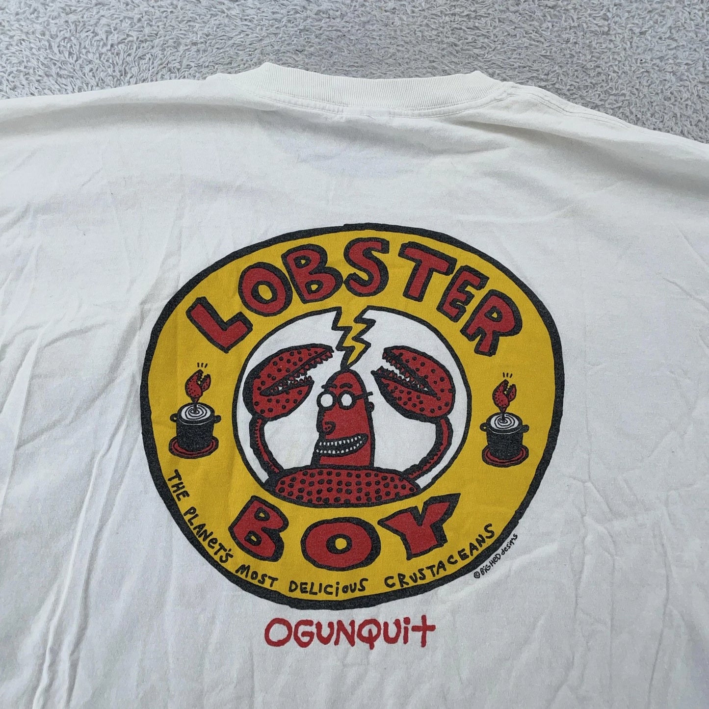 Vtg Lobster Boy Ogunquit Maine T-Shirt L/XL Restaurant BigHead Designs Pop Art