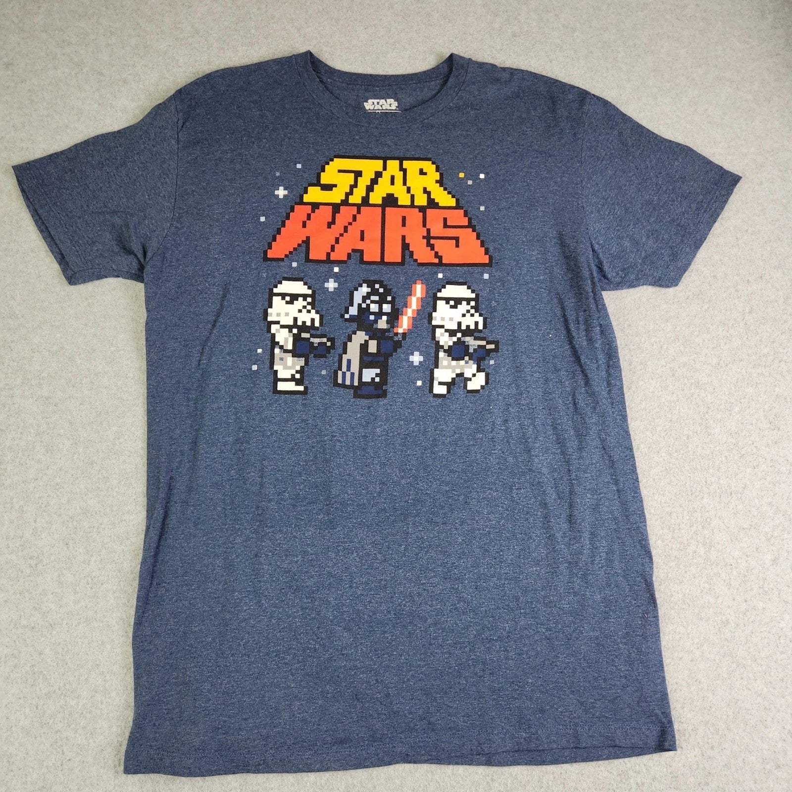 Fifth Sun Star Wars T-Shirt Mens XL Blue 8-Bit Pixel Art Darth Vader Graphic Tee