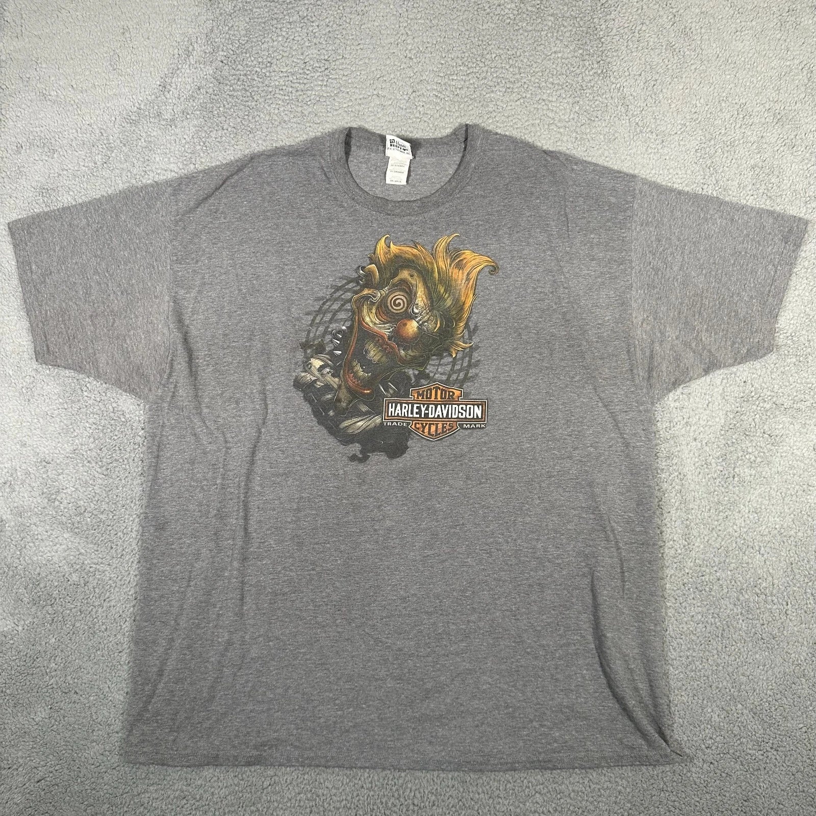 Harley Davidson Shirt Mens 3XL Gray Motorcycle Jester Clown Kentucky Y2K Horse
