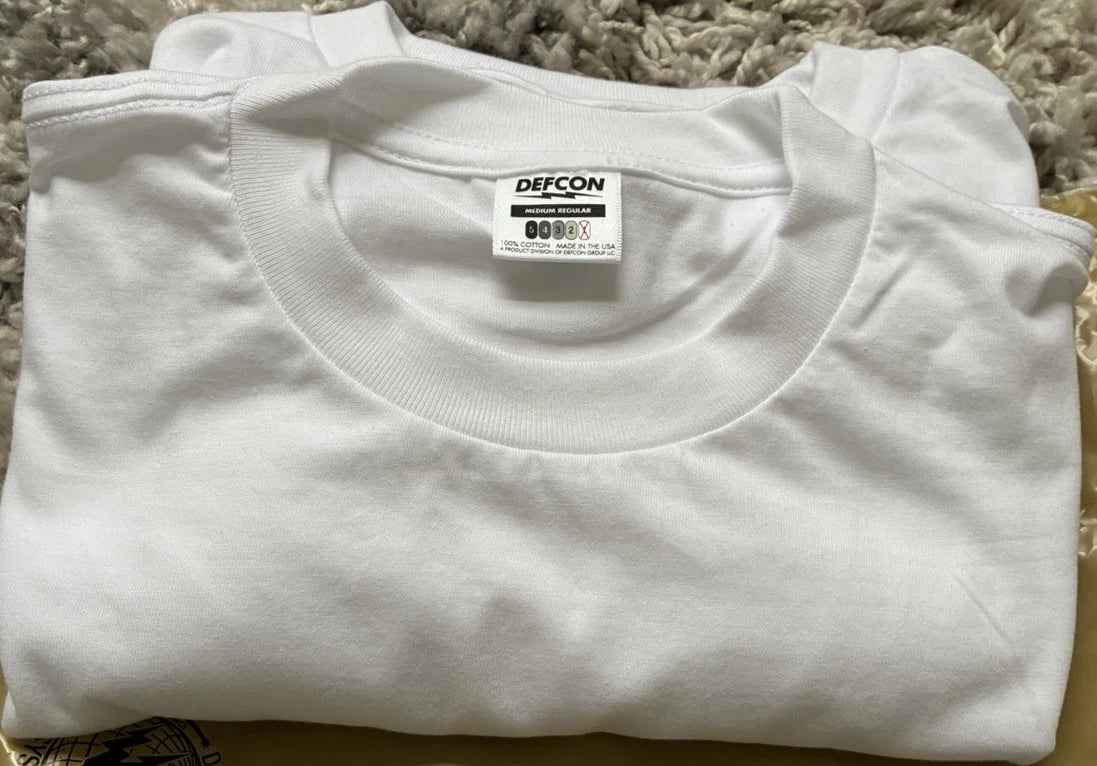 DEFCON Men's White Cotton Knit Logo Crew Neck T-Shirt  Medium  2- pack