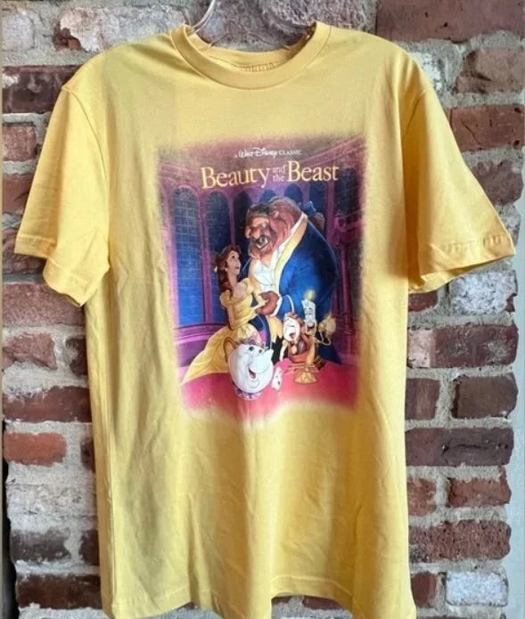 Disney Parks Beauty and the Beast Movie Poster Yellow Adult T-Shirt