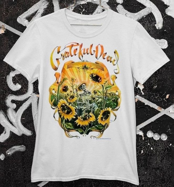 New Popular Grateful Skeleton Sunflower Fall Men All size Shirt