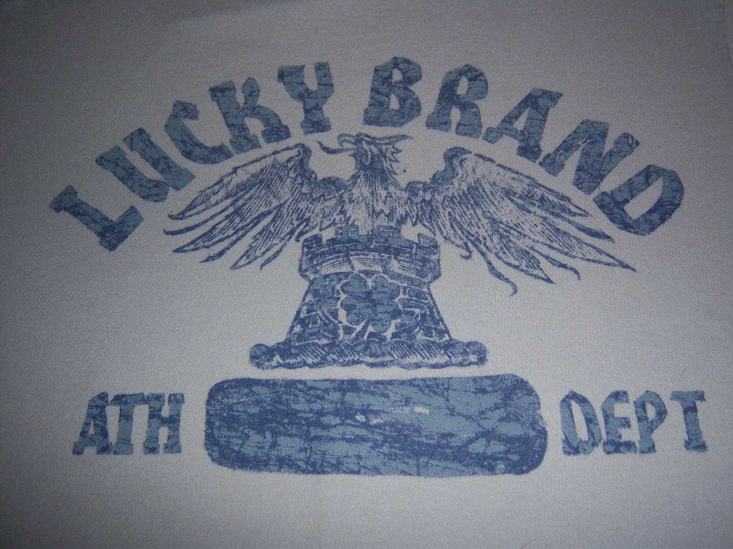 beige ATHLETIC DEPARTMENT t shirt by LUCKY BRAND - POP ART DESIGN - (M)
