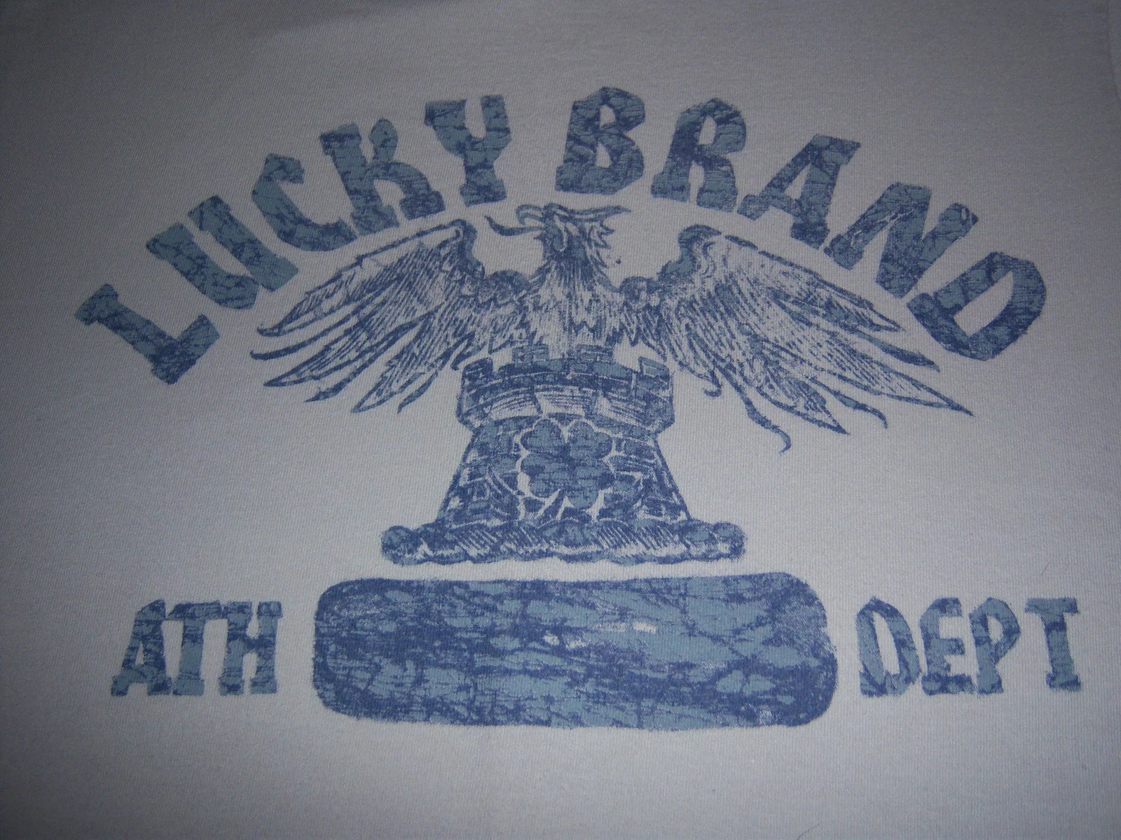 beige ATHLETIC DEPARTMENT t shirt by LUCKY BRAND - POP ART DESIGN - (M)