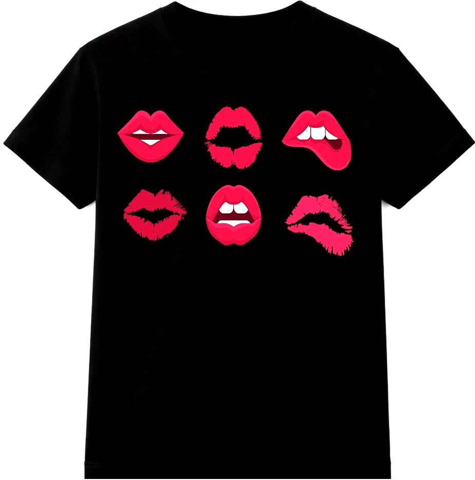 Lips T Shirt Pop Art Kiss Graphic Tee Sexy Women Valentines Gift Retro Fashion