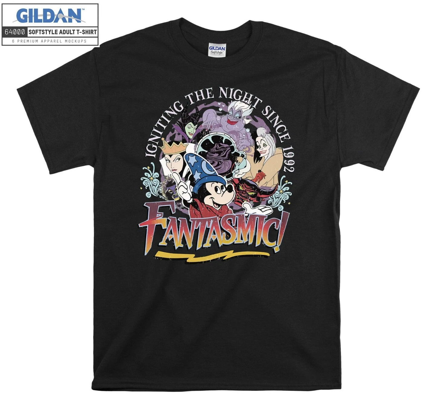 Vintage Disney Fantasmic Villains Mickey Mo Hoodie Tshirt Men Women Unisex AC866