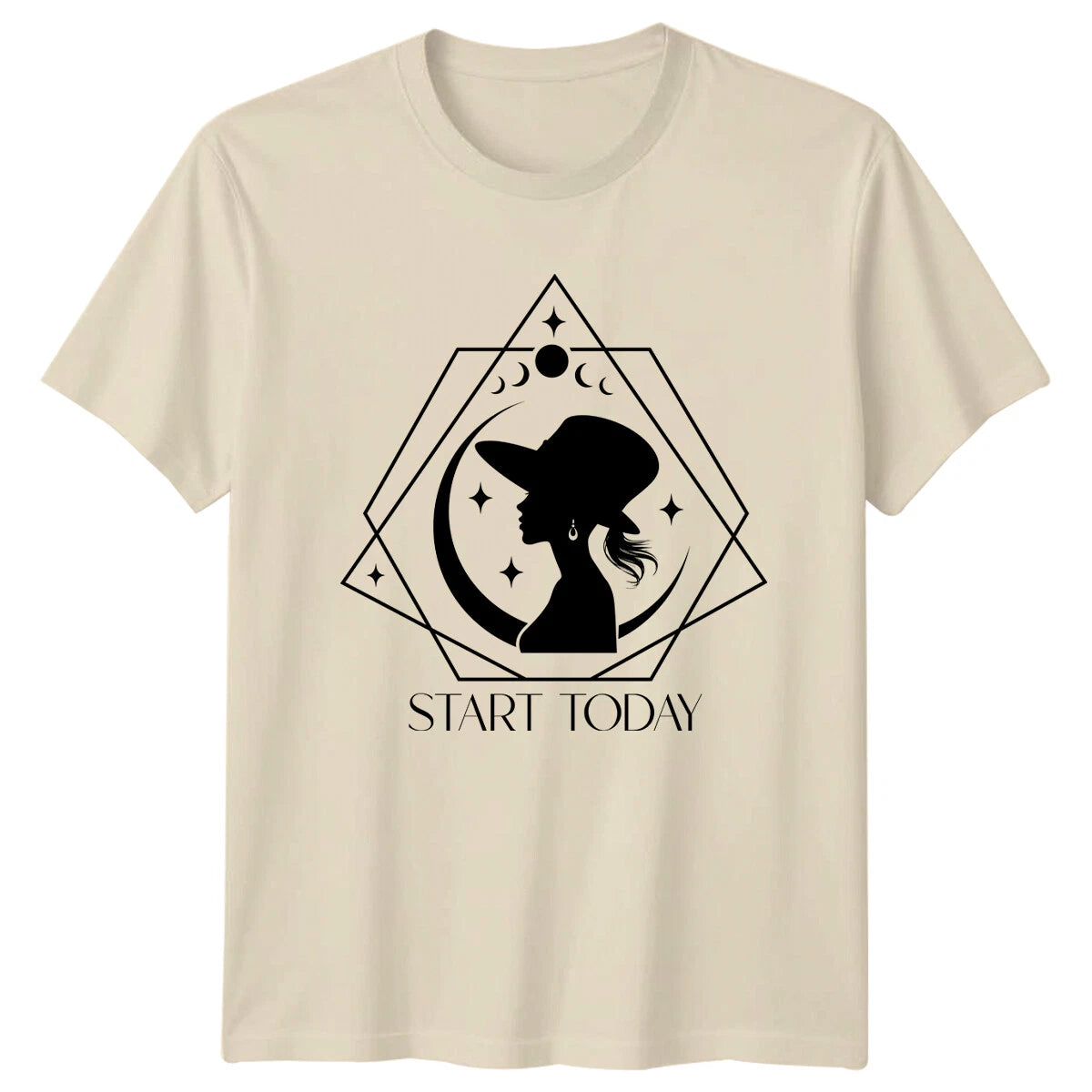 Boho Woman Silhouette Moon Phases Start Today Nature T-Shirt
