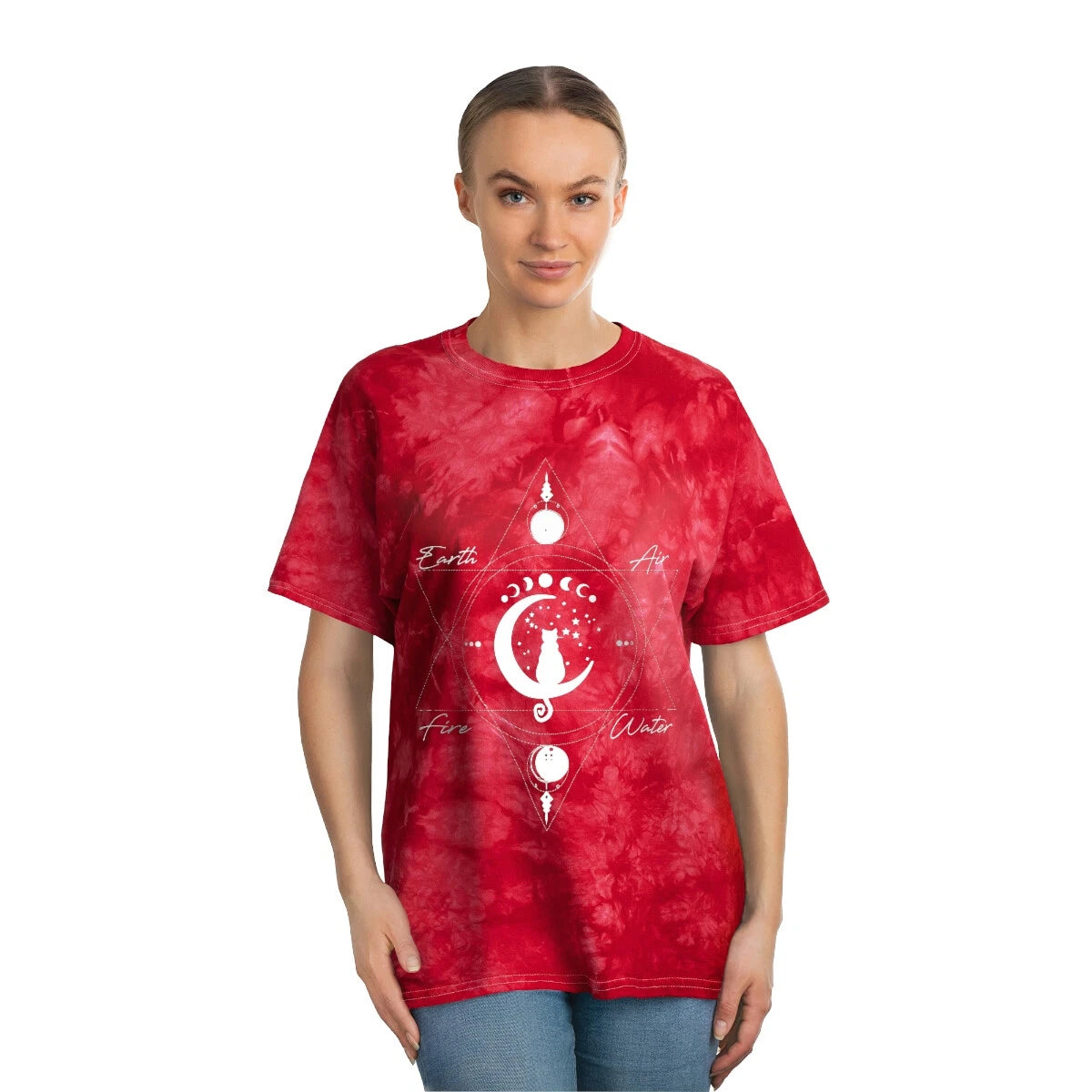Pagan BlueTie-Dye Tee, Wicca, Crescent Moon, Witchcraft