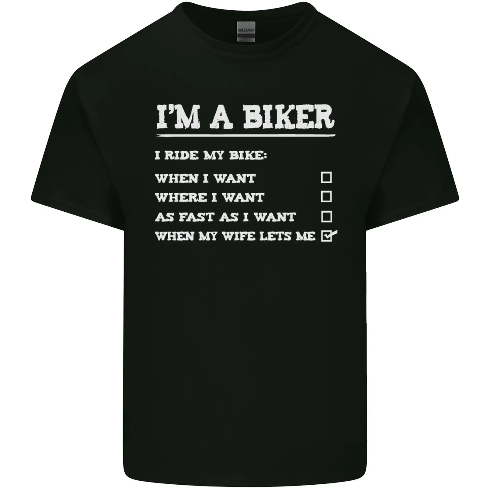 Motorbike Im a Biker When My Wife Funny Mens Light Cotton T-Shirt