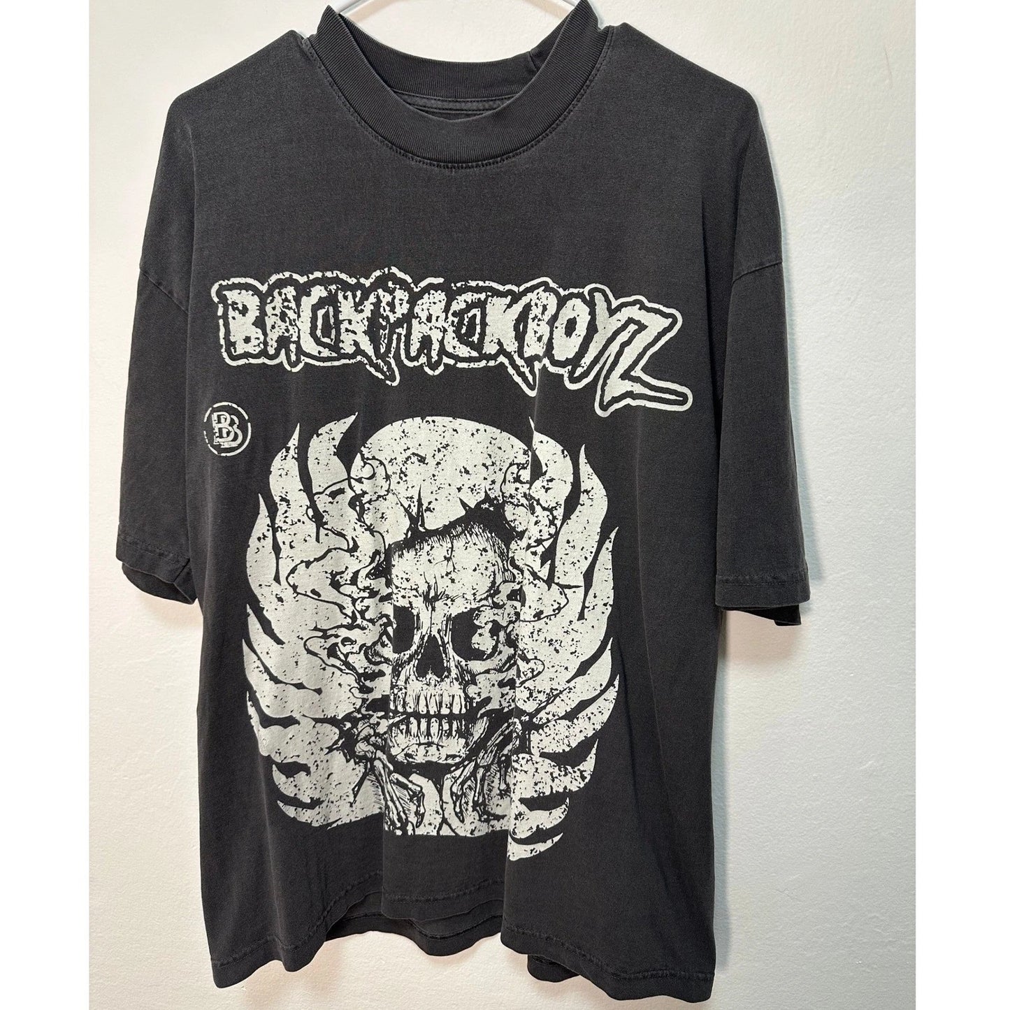 Y2K Backpackboyz Skull Wings Graphic T Shirt Black Men's Large