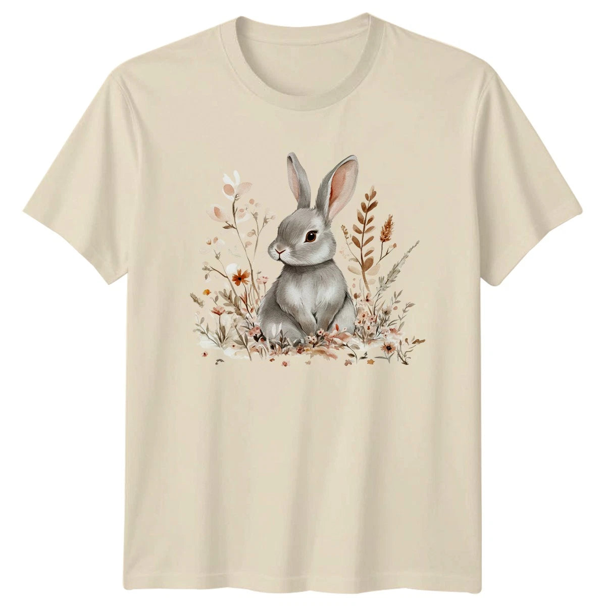 Watercolor Woodland Rabbit Boho Floral T-Shirt Bunny Wildlife