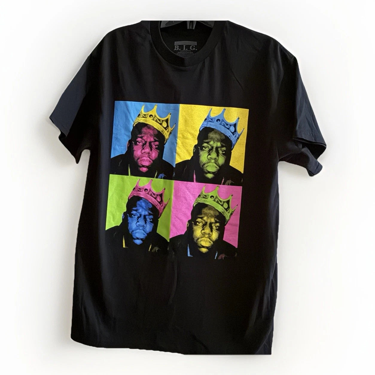 Notorious BIG T-Shirt Medium Black Pop Art Crown Rap Hip Hop Biggie Smalls