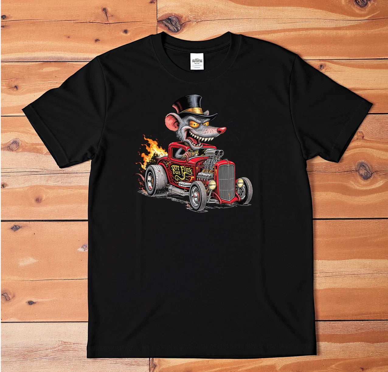 Rat Fink Hot Rod Graphic T-Shirt White Tee Vintage Car Cartoon Art Unisex