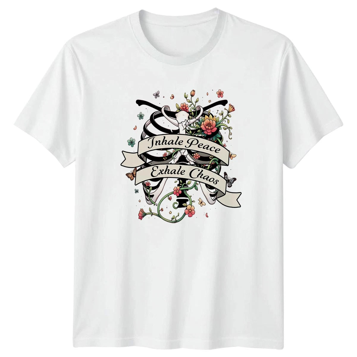 Inhale Peace Exhale Chaos T-Shirt Boho Floral Spiritual Art Birthday Gift