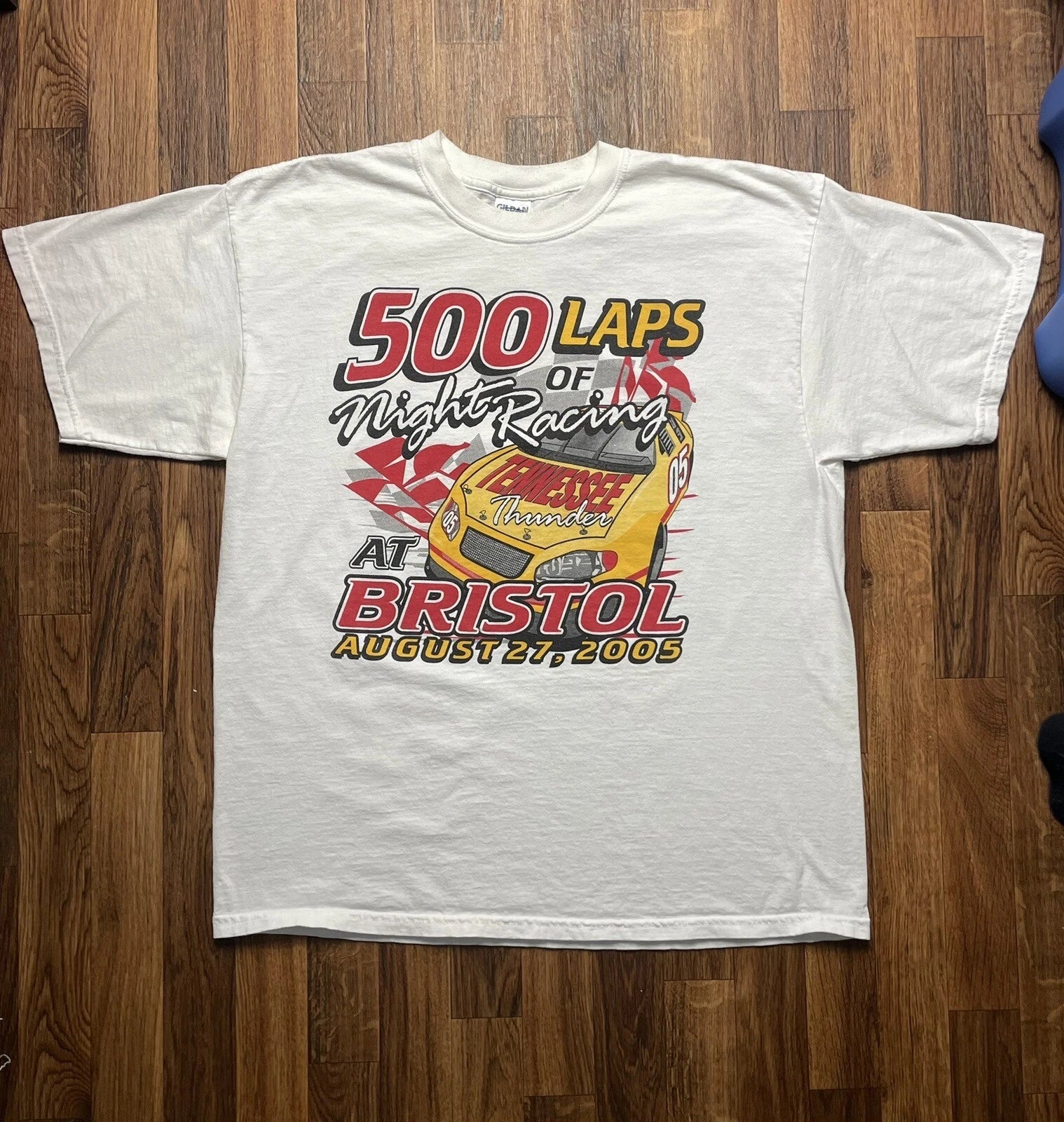Nascar Shirt Mens XL White Y2K 2005 Bristol 500 Laps Vintage Racing Streetwear