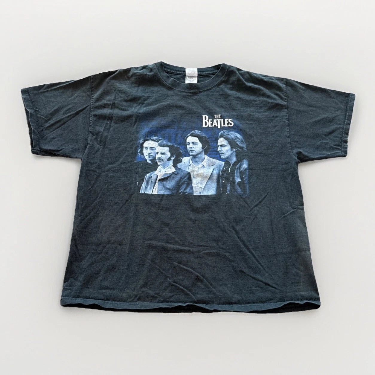 Vintage The Beatles Shirt Mens L Black Cotton Rock Band Tee Y2k Retro