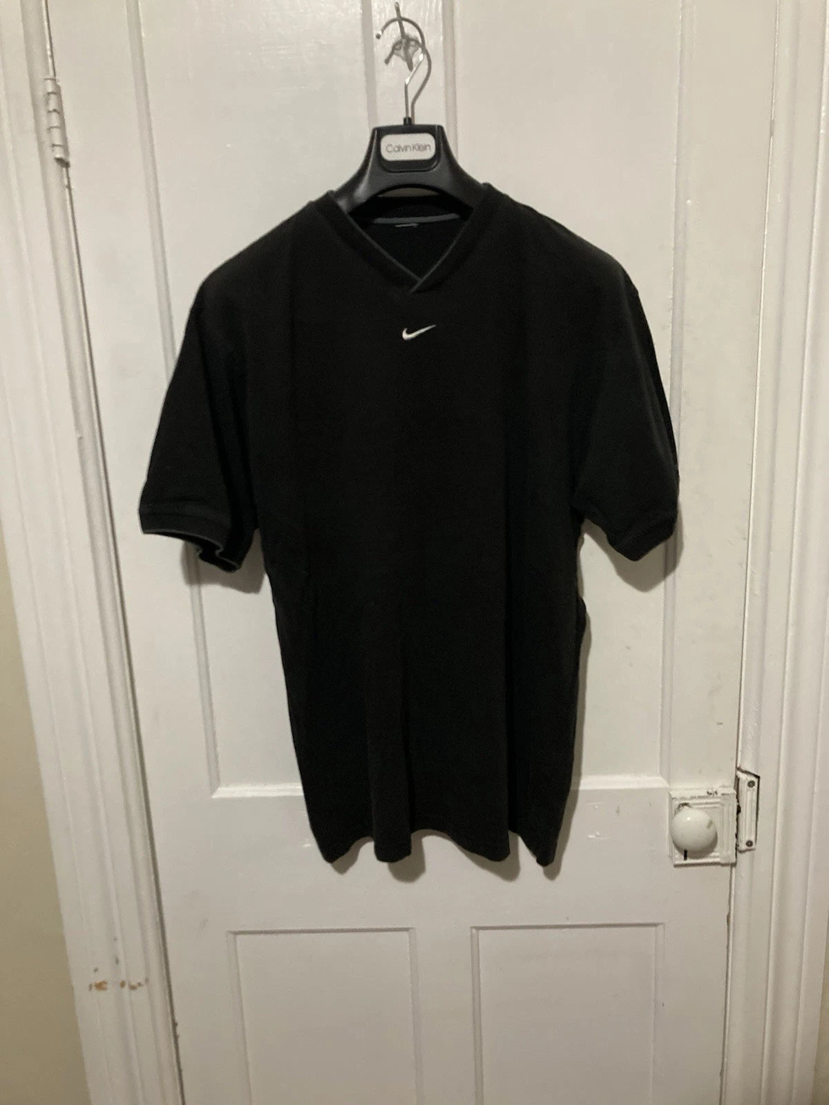 Vintage 90s/2000s Nike Center Swoosh Embroidered Logo Black T Shirt XL   Y2K