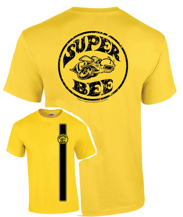 Dodge Super Bee T-Shirt - Yellow w/ Racing Stripe & Emblem